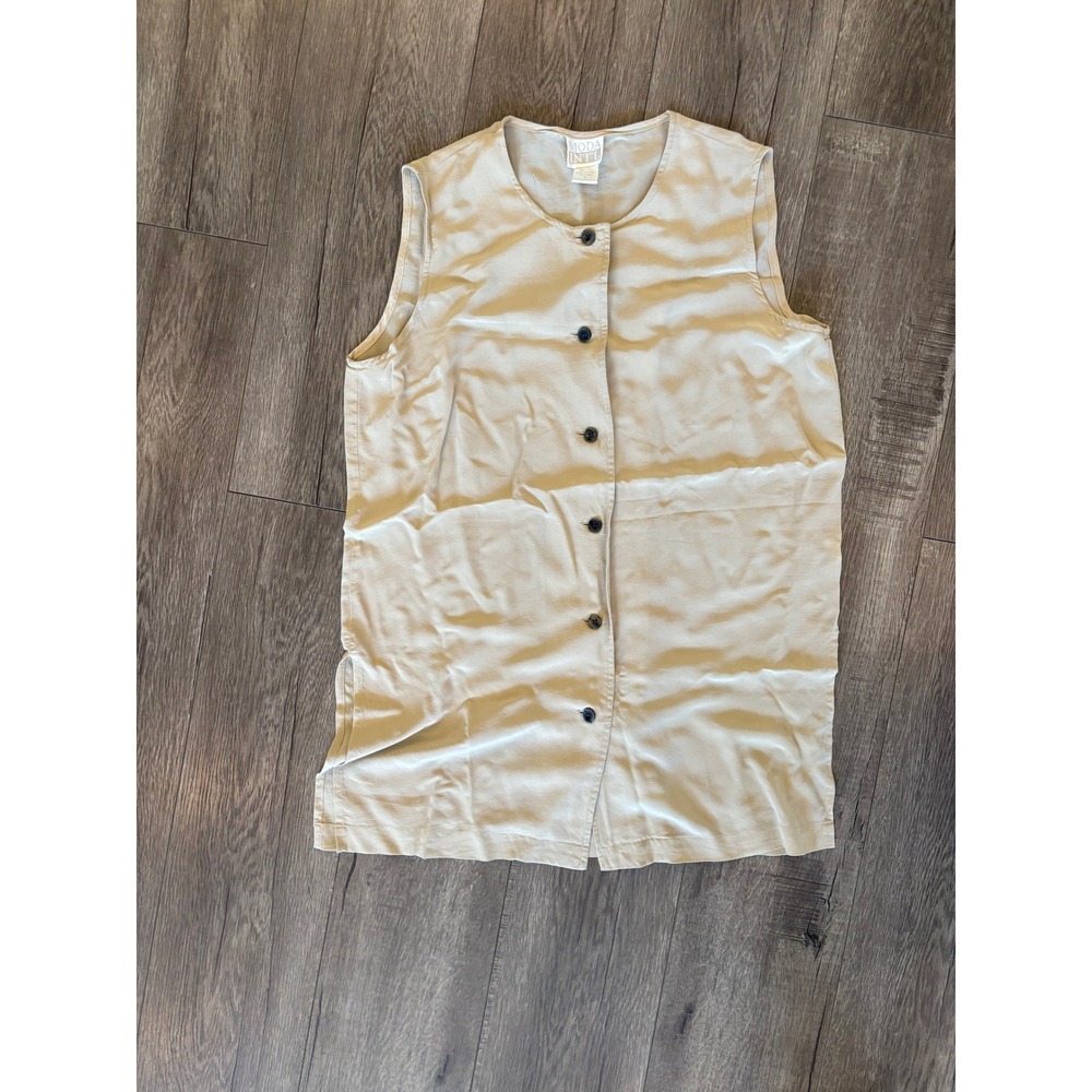 Moda Intl Silk Sleeveless Button Down Blouse Top‎ Career Casual